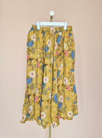 Mustard Floral Midi Skirt – Size L