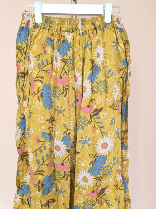 Mustard Floral Midi Skirt – Size L
