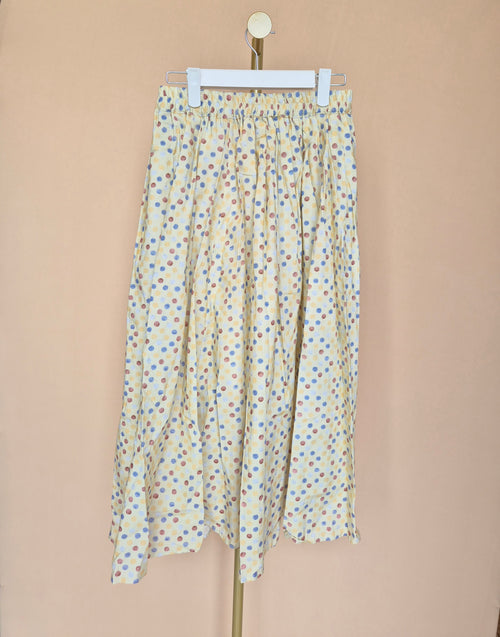 Yellow Multicolour Polka-Dot Maxi Skirt – Size L
