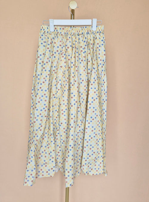 Yellow Multicolour Polka-Dot Maxi Skirt – Size L