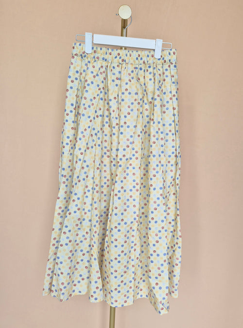 Yellow Multicolour Polka-Dot Maxi Skirt – Size L