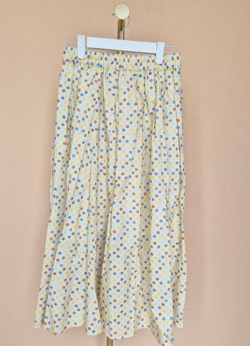 Yellow Multicolour Polka-Dot Maxi Skirt – Size L
