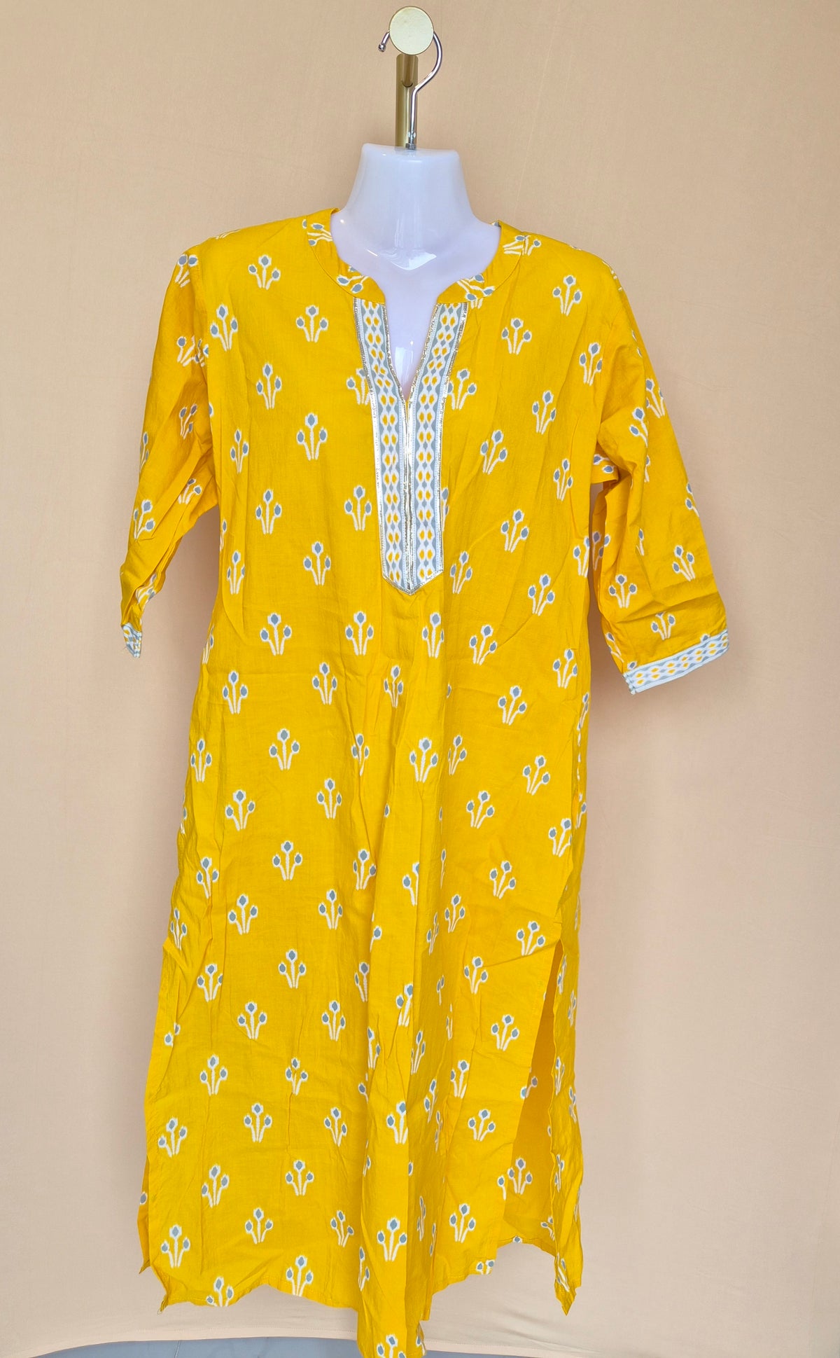 Libas Mustard Yellow Printed Kurta – Size XL