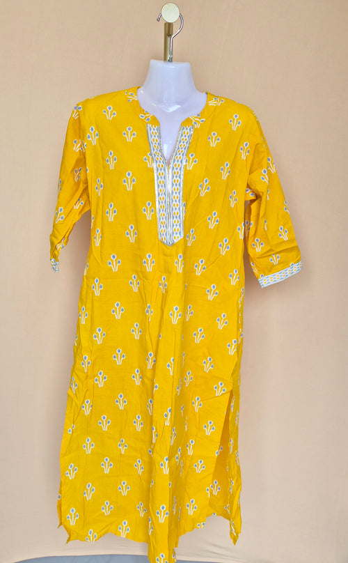 Libas Mustard Yellow Printed Kurta – Size XL