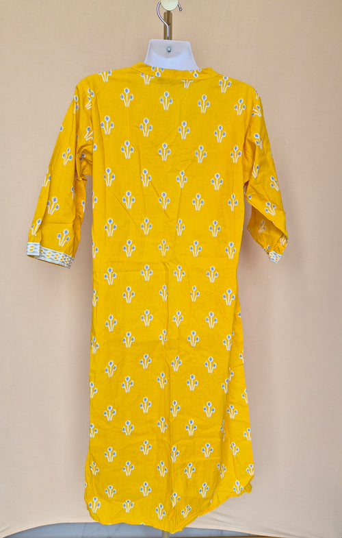 Libas Mustard Yellow Printed Kurta – Size XL