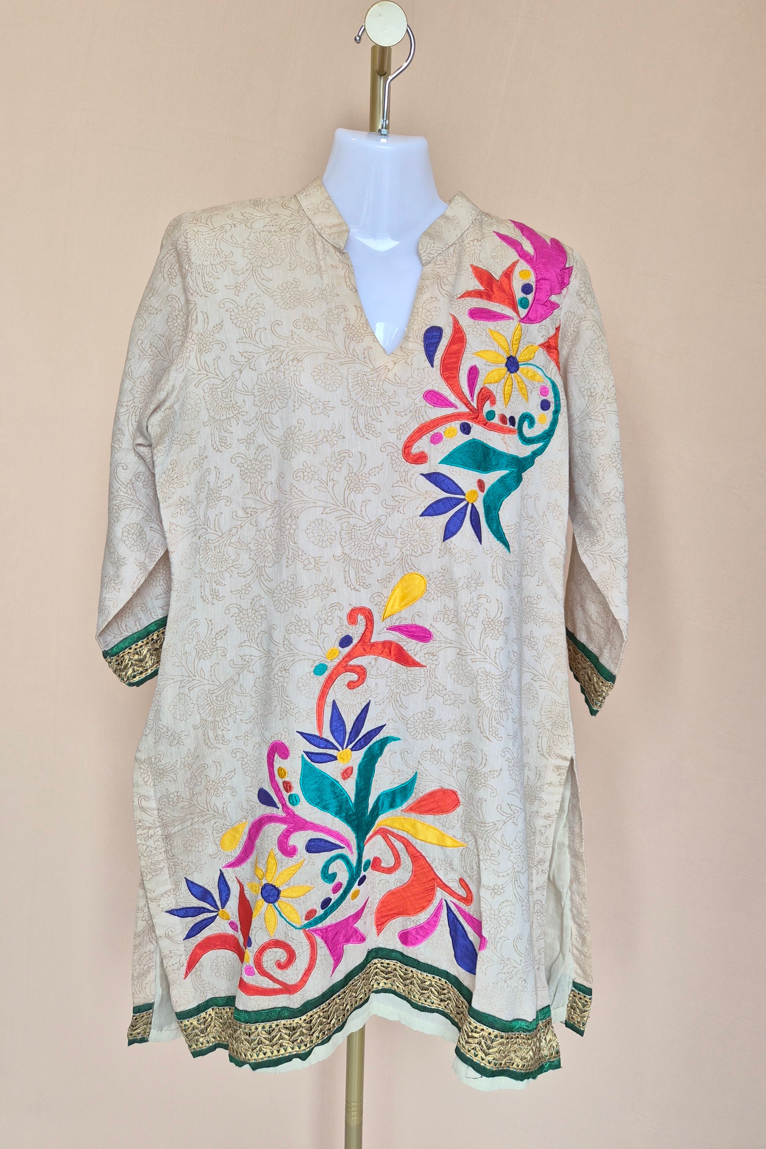 Soch Beige Multicolour Embroidered Kurta – Size 38 / M