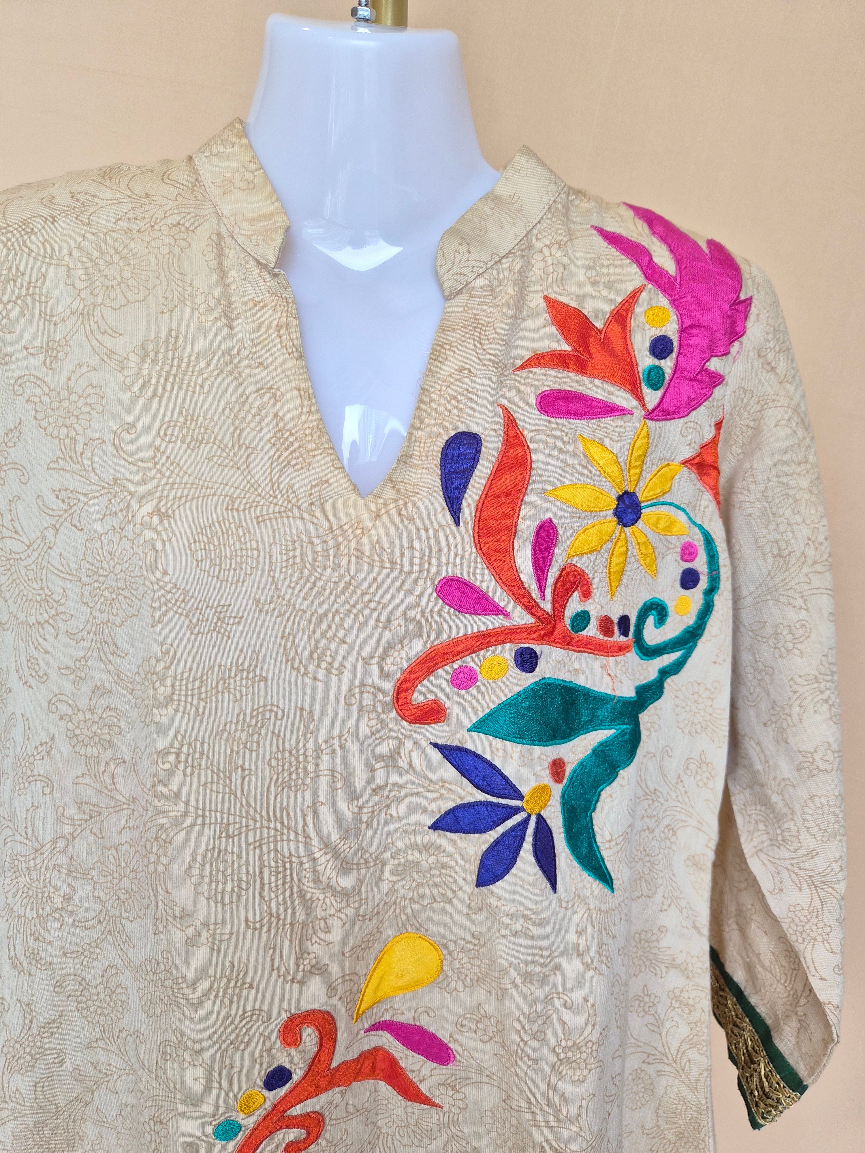 Soch Beige Multicolour Embroidered Kurta – Size 38 / M