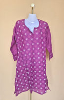 Purple Embroidered Long-Sleeve Kurta (Estimate Size M/L)