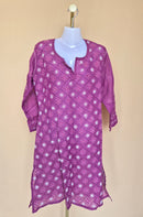 Purple Embroidered Long-Sleeve Kurta (Estimate Size M/L)