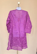 Purple Embroidered Long-Sleeve Kurta (Estimate Size M/L)