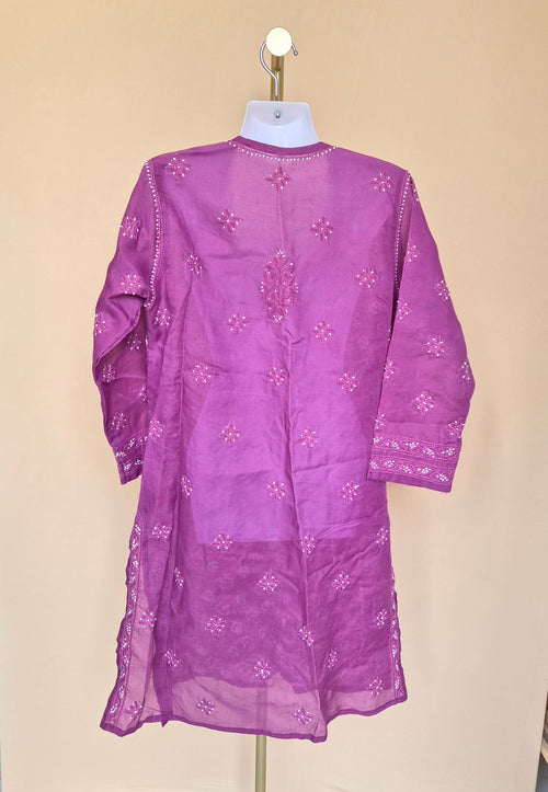 Purple Embroidered Long-Sleeve Kurta (Estimate Size M/L)