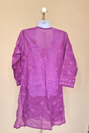 Purple Embroidered Long-Sleeve Kurta (Estimate Size M/L)