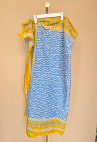 Yellow and Grey Printed Dupatta Scarf