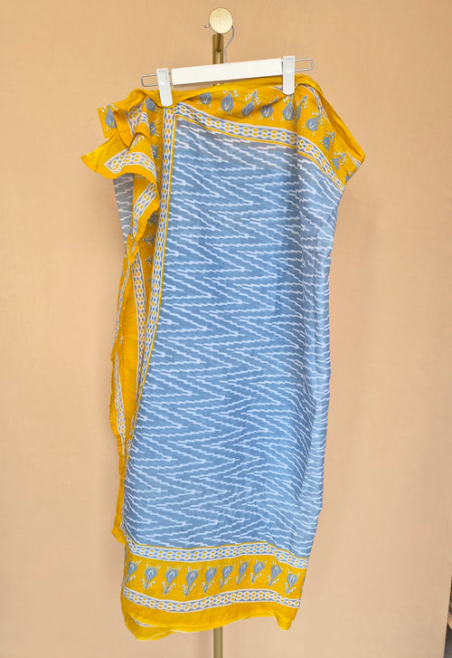 Yellow and Grey Printed Dupatta Scarf