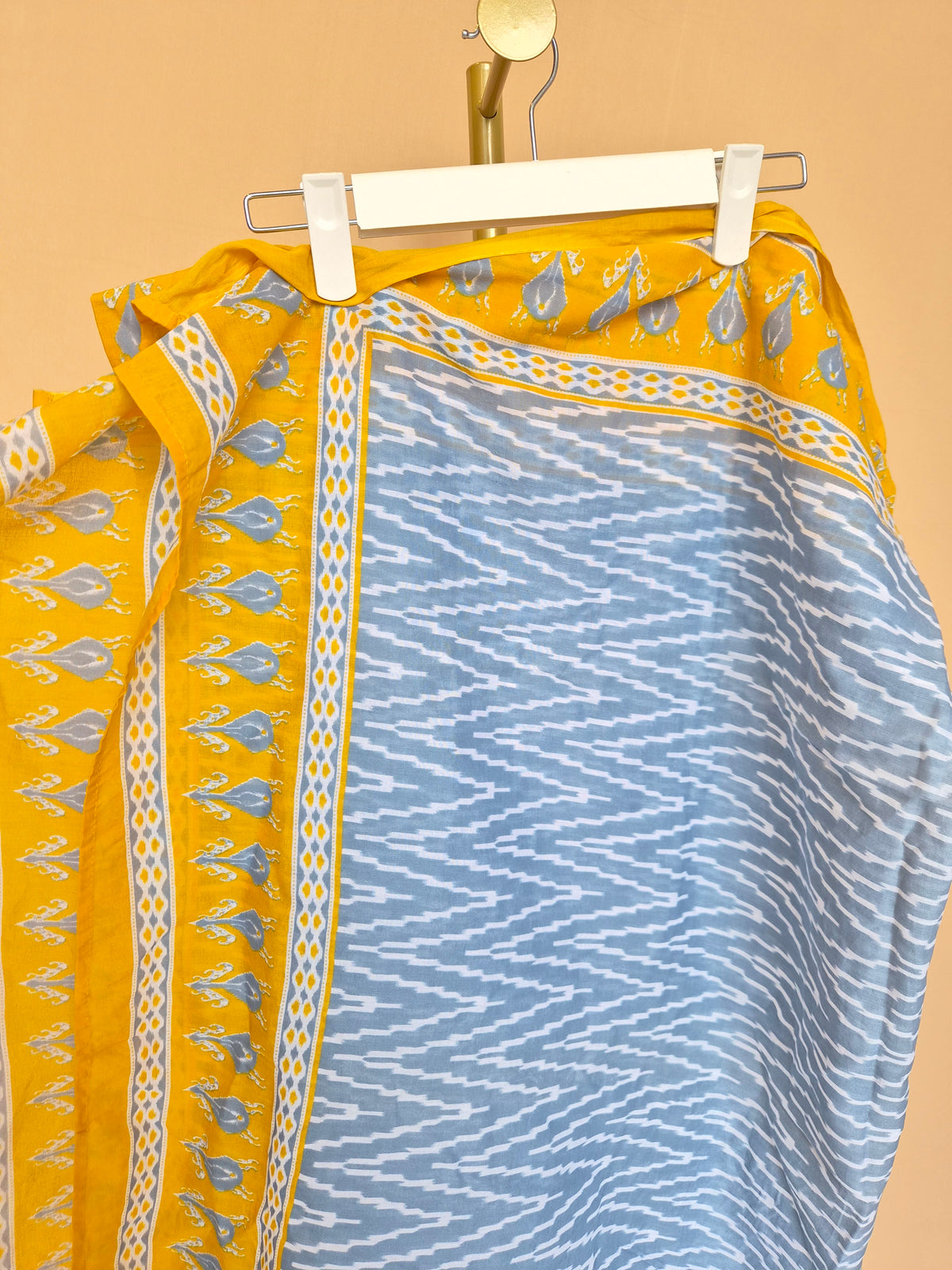 Yellow and Grey Printed Dupatta Scarf