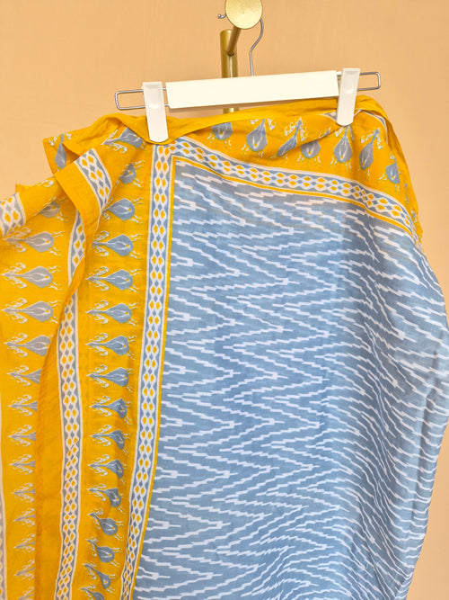 Yellow and Grey Printed Dupatta Scarf