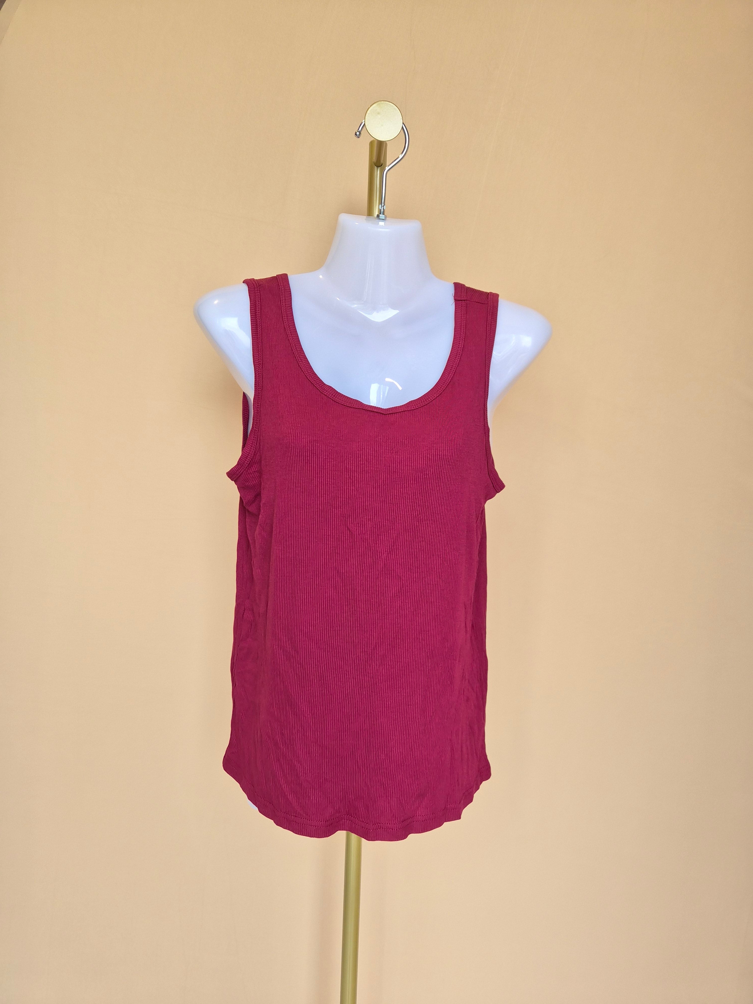 Navy & Navy Burgundy Ribbed Tank Top Size L