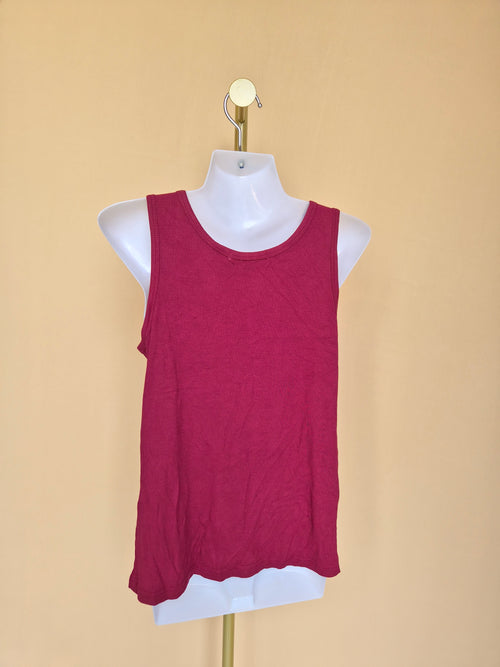 Navy & Navy Burgundy Ribbed Tank Top Size L