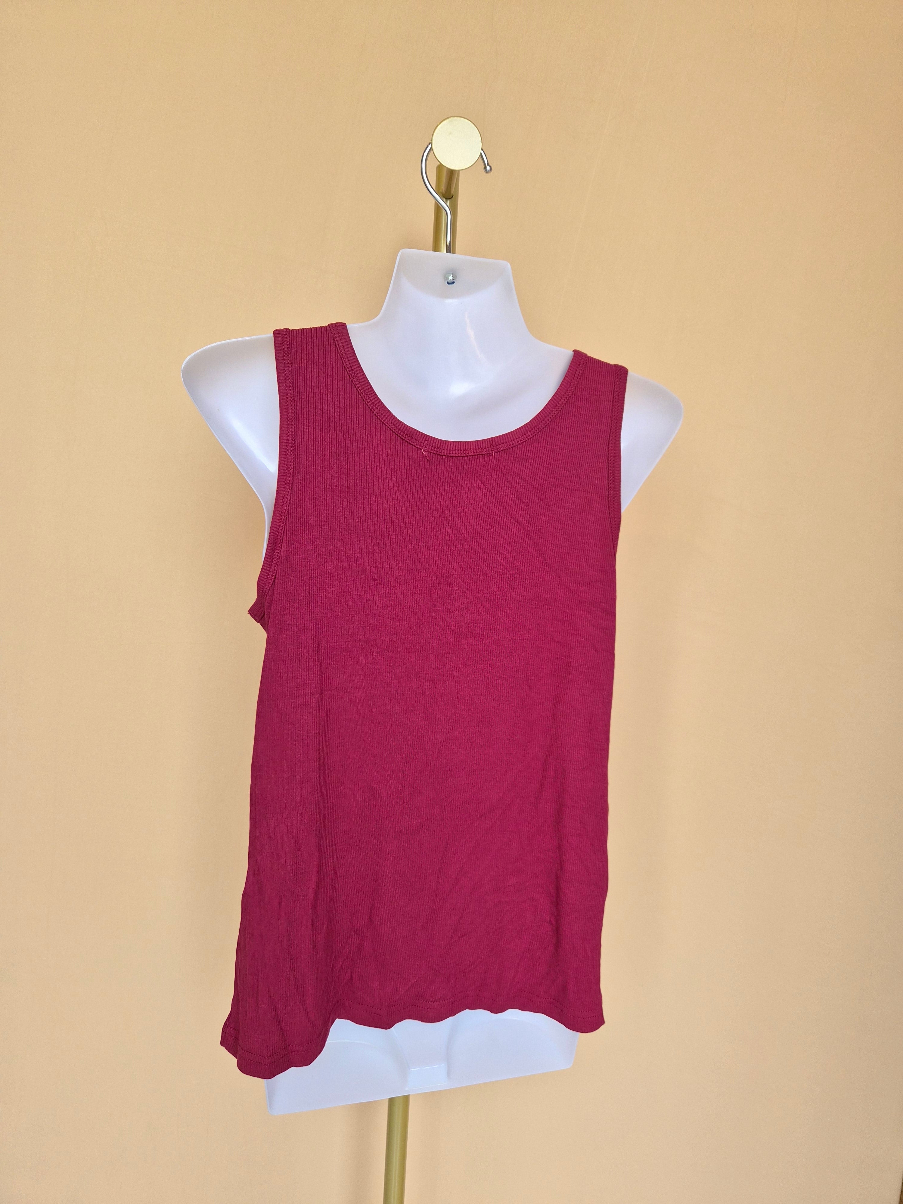 Navy & Navy Burgundy Ribbed Tank Top Size L