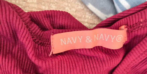 Navy & Navy Burgundy Ribbed Tank Top Size L