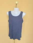 Navy & Navy Grey Ribbed Tank Top – Size L