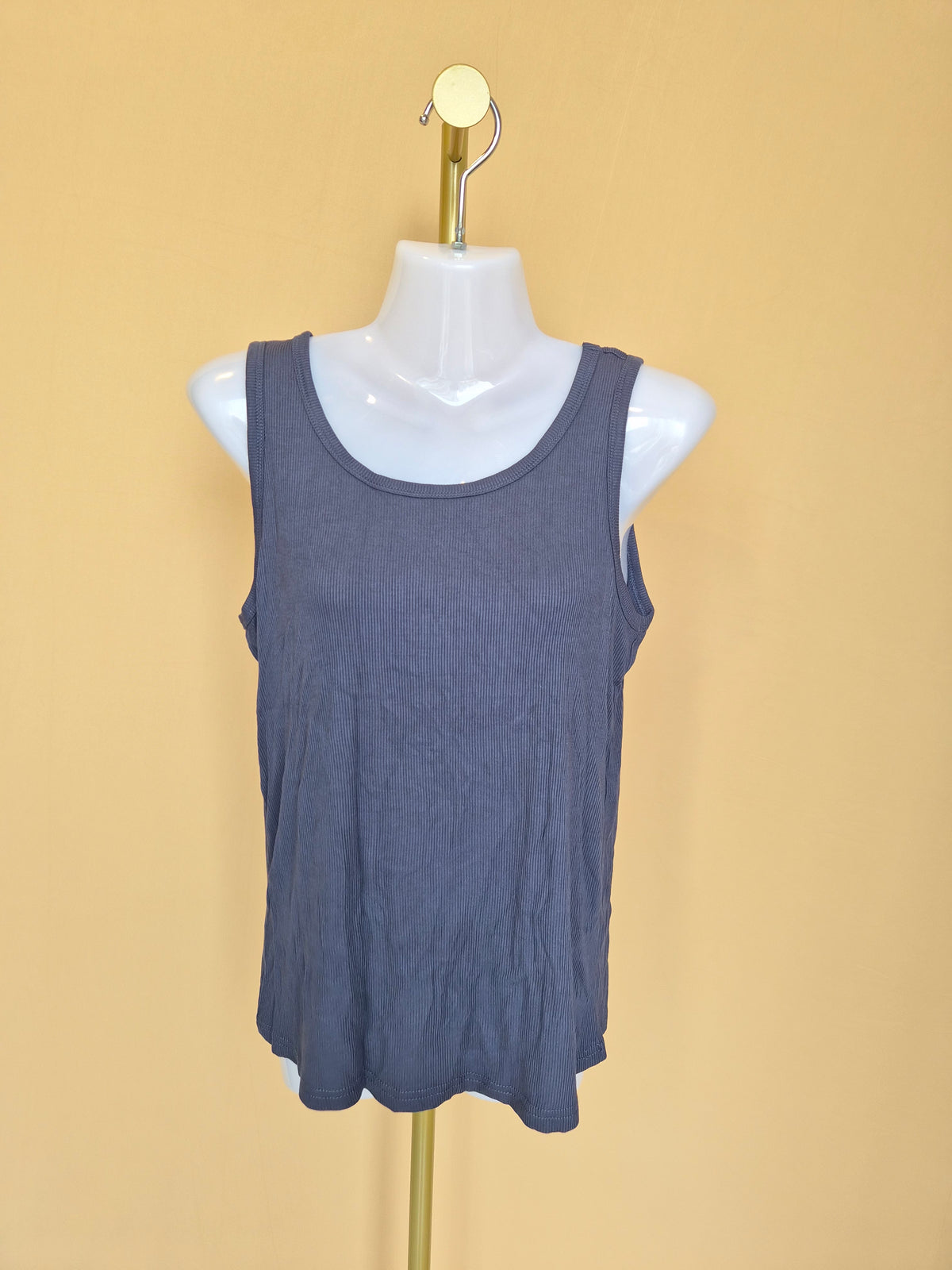 Navy & Navy Grey Ribbed Tank Top – Size L