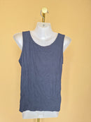 Navy & Navy Grey Ribbed Tank Top – Size L