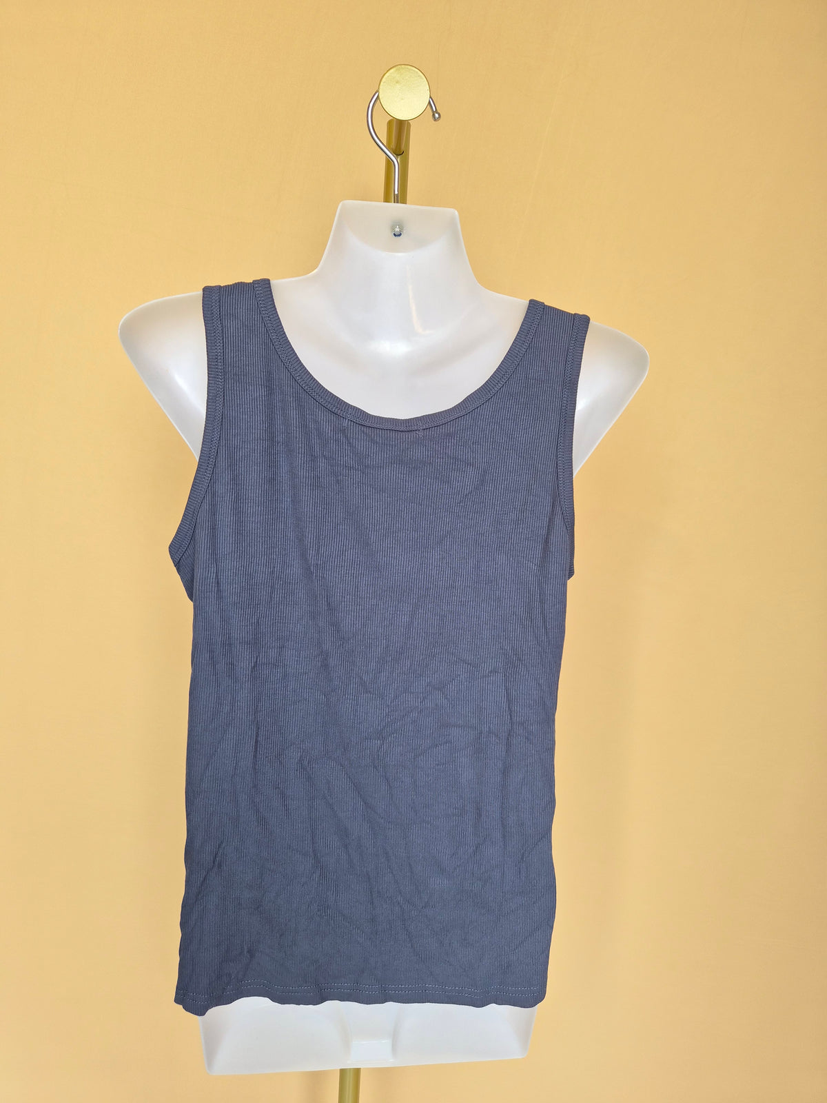 Navy & Navy Grey Ribbed Tank Top – Size L