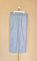 Light Grey Linen-Blend Wide-Leg Trousers XL