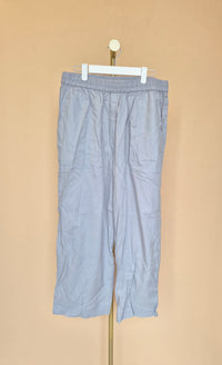 Light Grey Linen-Blend Wide-Leg Trousers XL