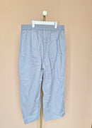 Light Grey Linen-Blend Wide-Leg Trousers XL