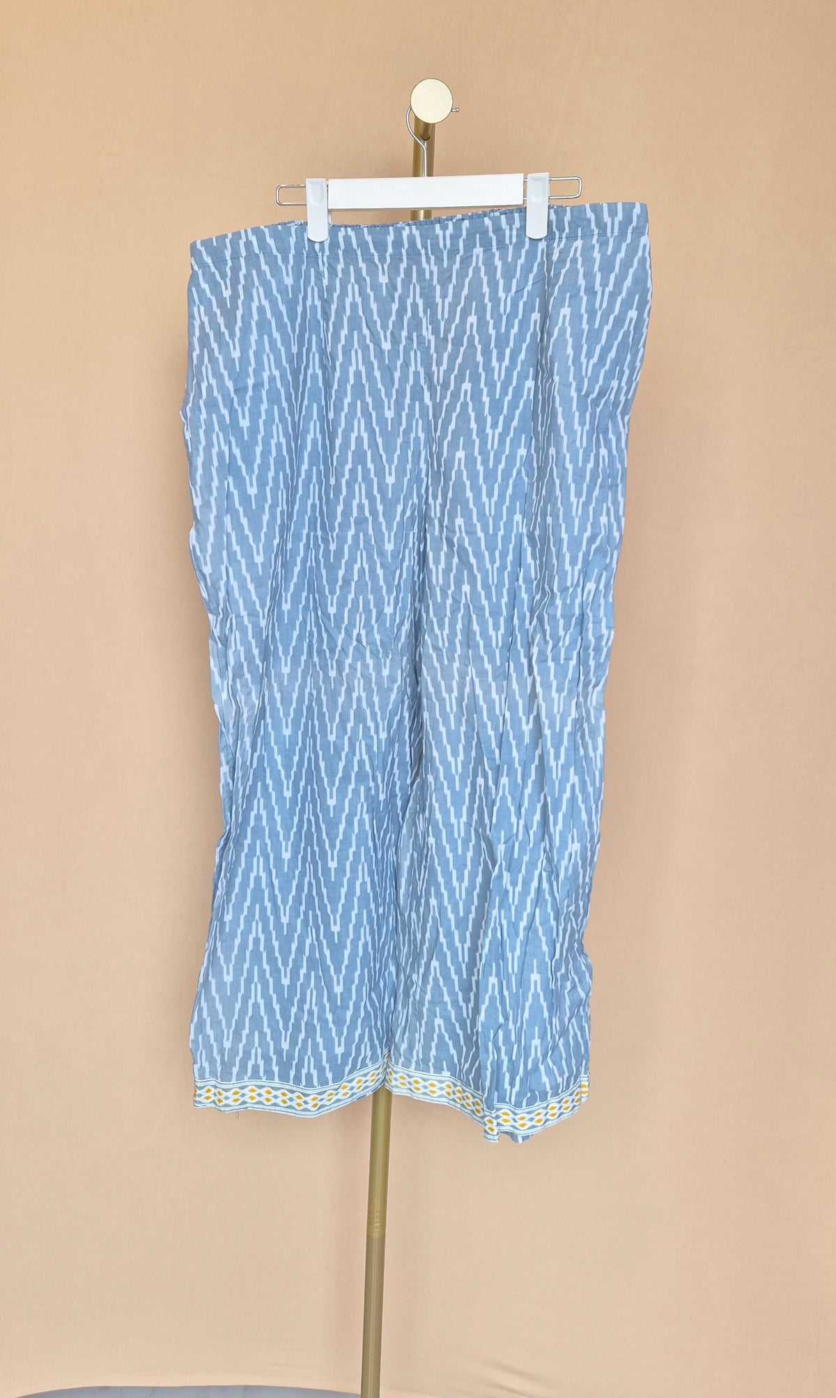 Libas Blue Ikat-Print Wide-Leg Trousers – Size XL