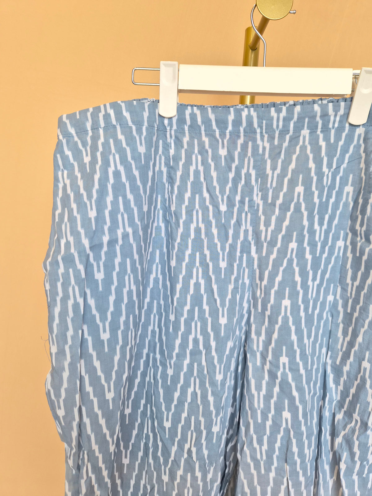 Libas Blue Ikat-Print Wide-Leg Trousers – Size XL
