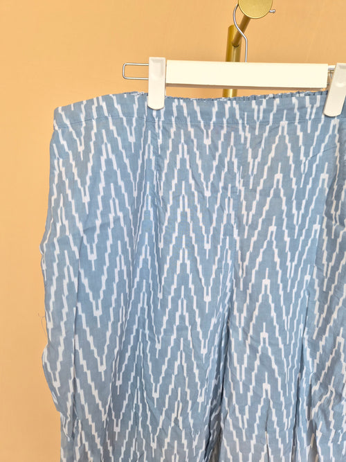 Libas Blue Ikat-Print Wide-Leg Trousers – Size XL