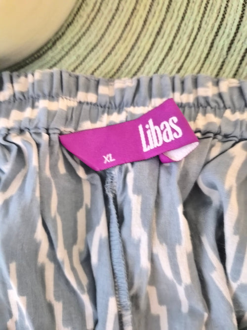 Libas Blue Ikat-Print Wide-Leg Trousers – Size XL