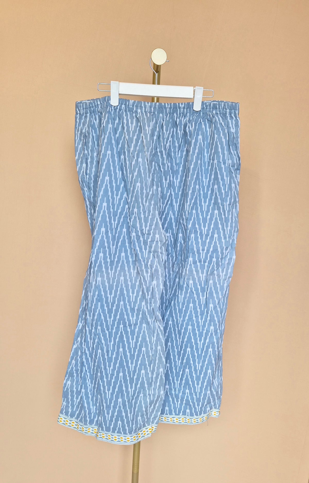 Libas Blue Ikat-Print Wide-Leg Trousers – Size XL