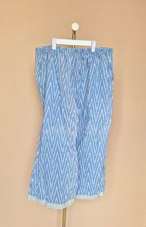 Libas Blue Ikat-Print Wide-Leg Trousers – Size XL