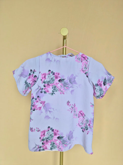 Handmade Lilac Floral Girls’ Top – Size 1–2 Years
