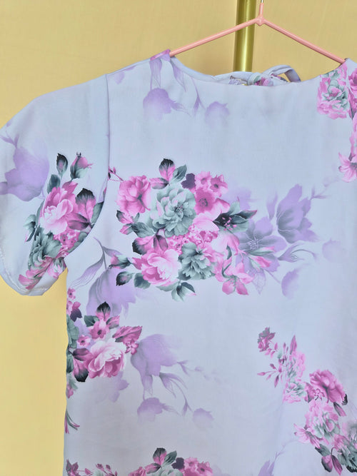 Handmade Lilac Floral Girls’ Top – Size 1–2 Years