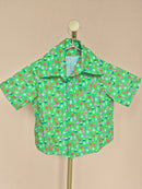 Handmade Green Christmas-Print Kids’ Shirt – Size 1–2 Years