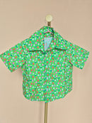 Handmade Green Christmas-Print Kids’ Shirt – Size 1–2 Years