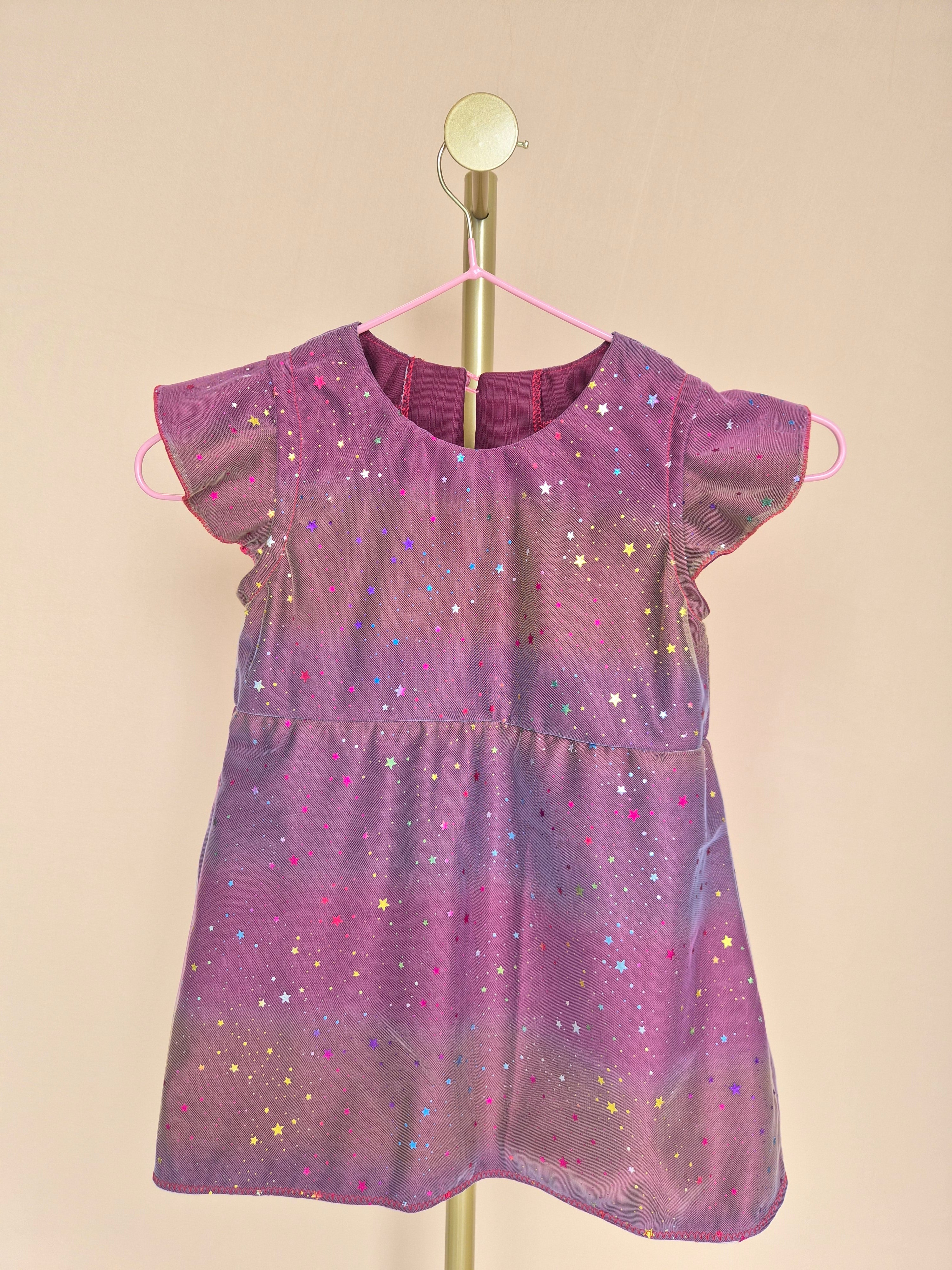 Handmade Purple Star Tulle Girls’ Dress – Size 1–2 Years