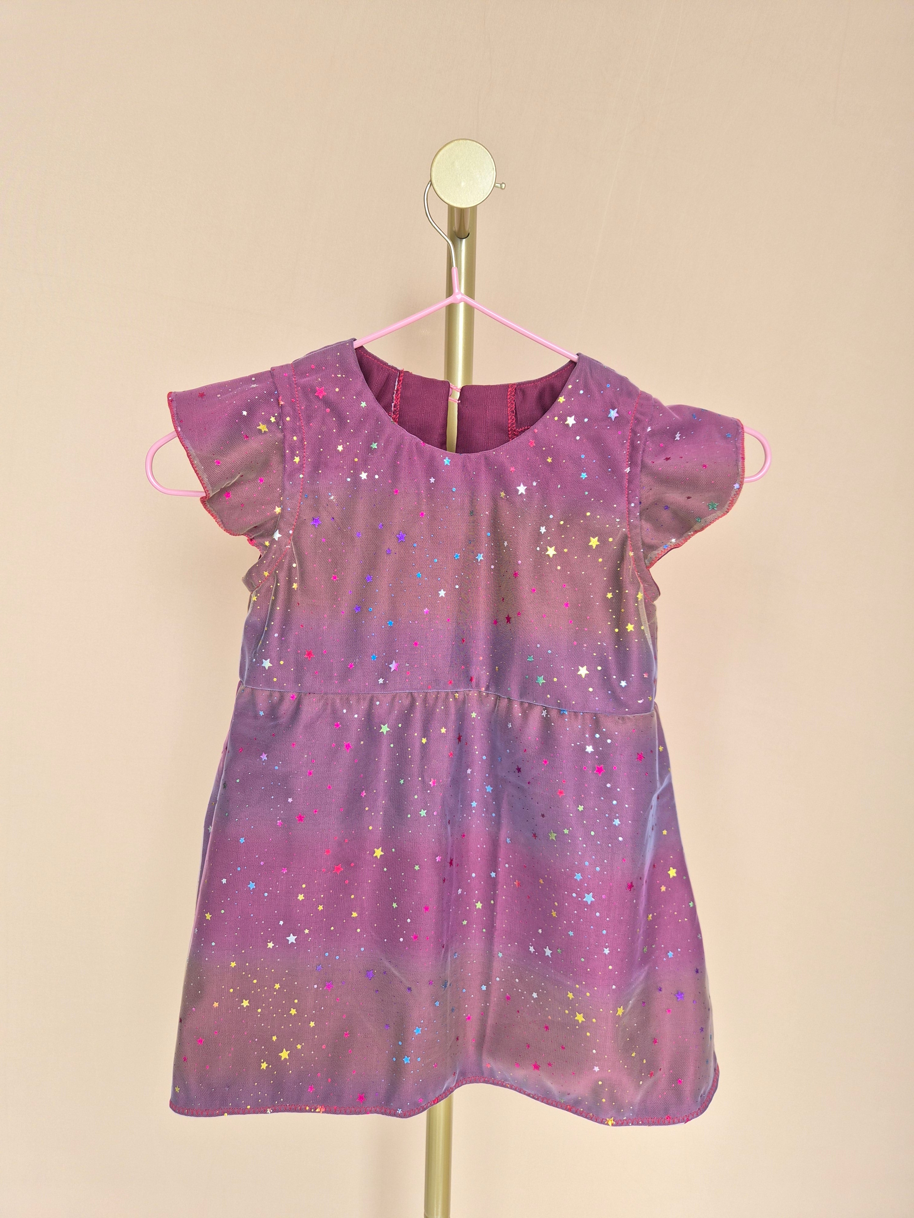 Handmade Purple Star Tulle Girls’ Dress – Size 1–2 Years