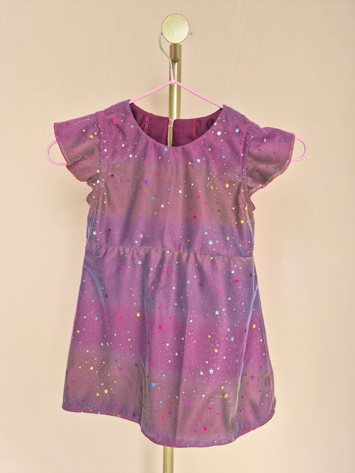 Handmade Purple Star Tulle Girls’ Dress – Size 1–2 Years