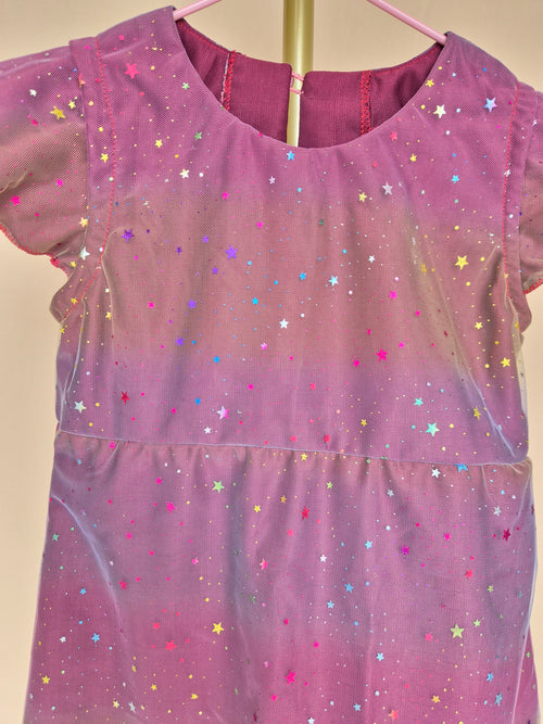 Handmade Purple Star Tulle Girls’ Dress – Size 1–2 Years
