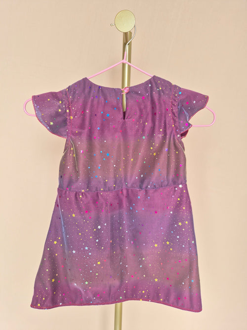 Handmade Purple Star Tulle Girls’ Dress – Size 1–2 Years