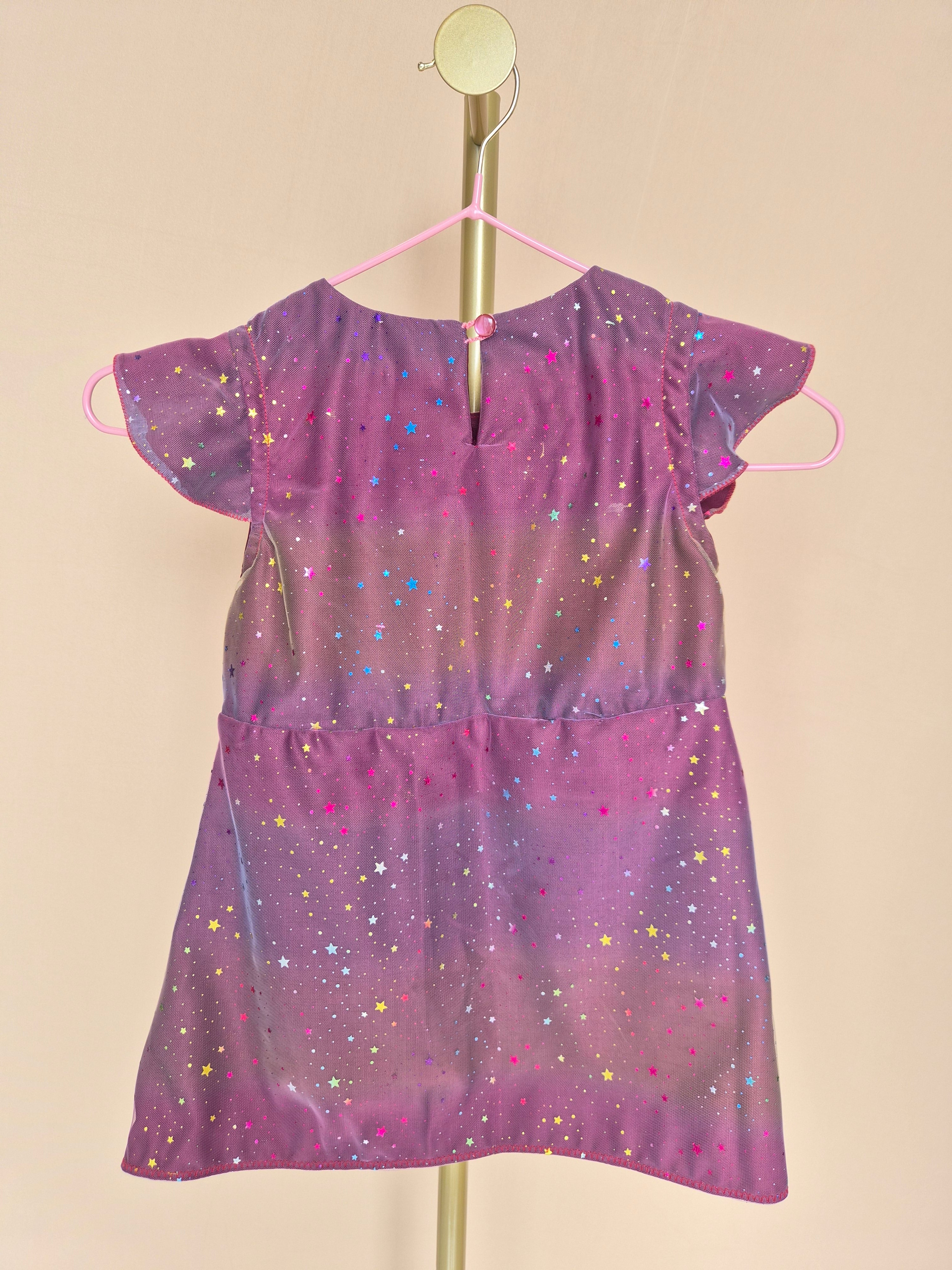 Handmade Purple Star Tulle Girls’ Dress – Size 1–2 Years