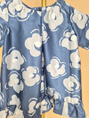 Handmade Blue Satin Floral Girls’ Top – Size 1–2 Years