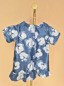 Handmade Blue Satin Floral Girls’ Top – Size 1–2 Years
