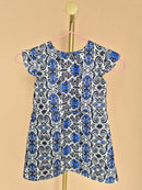 Handmade Blue, Black & White Flutter-Sleeve Dress Size 1-2 years